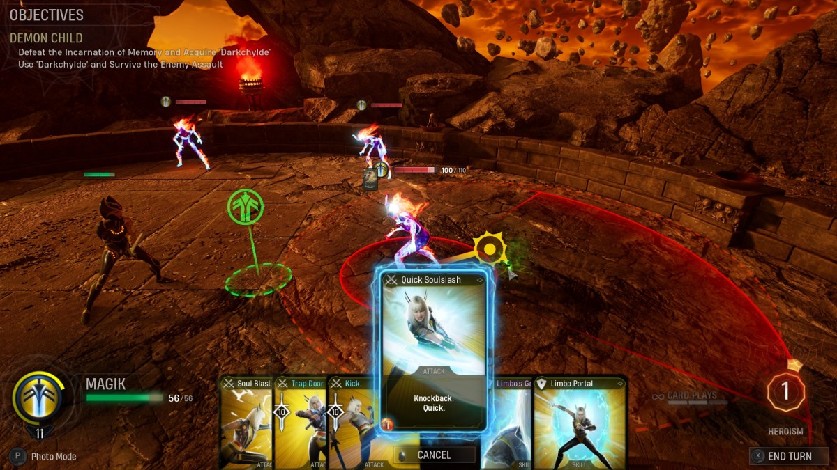 Marvel's Midnight Suns Magik challenge using Quick Soulslash
